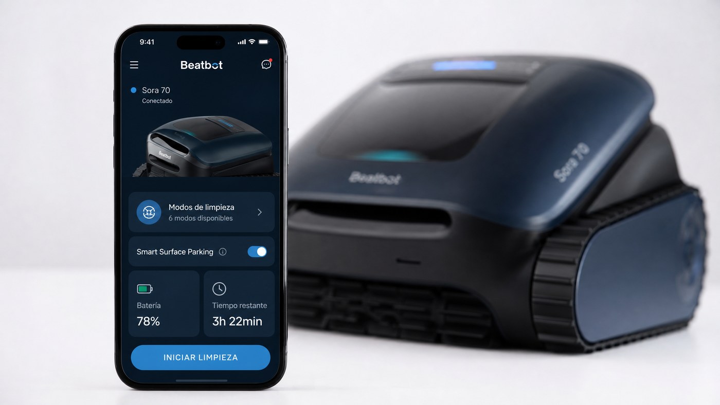 Beatbot Sora 70 análise — interface da app Beatbot com os 6 modos de limpeza