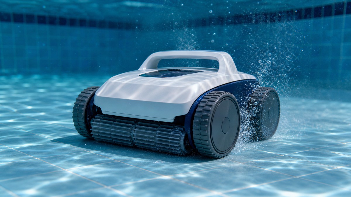 Cecotec Conga Pooldroid 5000 opiniões — a limpar o fundo de uma piscina residencial