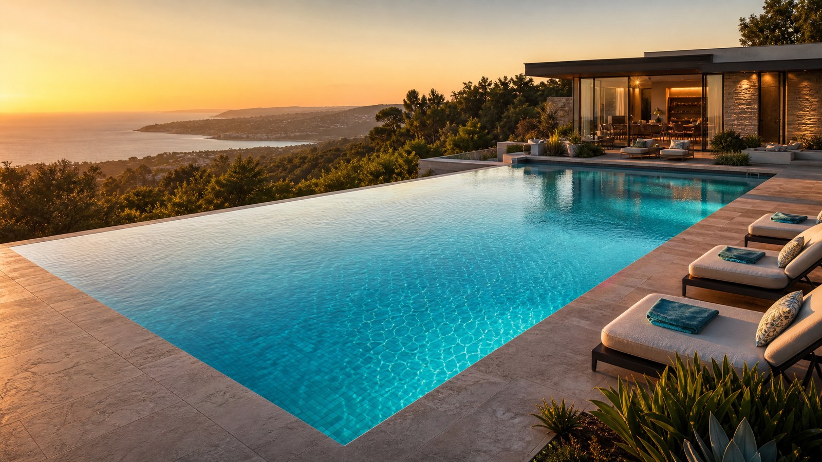 Robô limpa-fundos em piscina cristalina