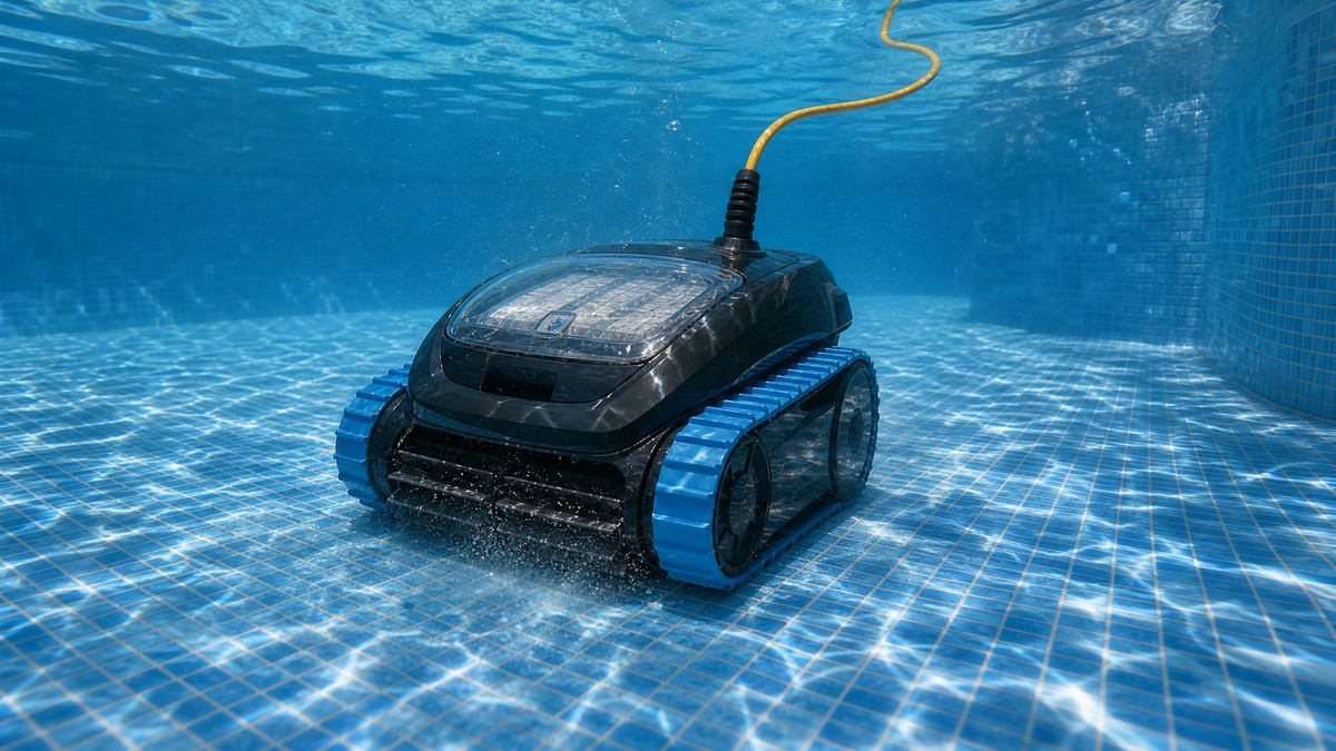 Zodiac CNX 40 iQ opiniões — a limpar o fundo de uma piscina com pastilha de vidro
